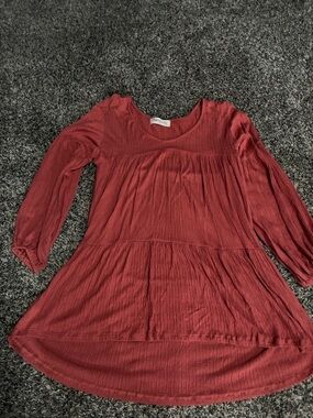 Impressions Women's Rust Long-Sleeve Tiered Tunic Top